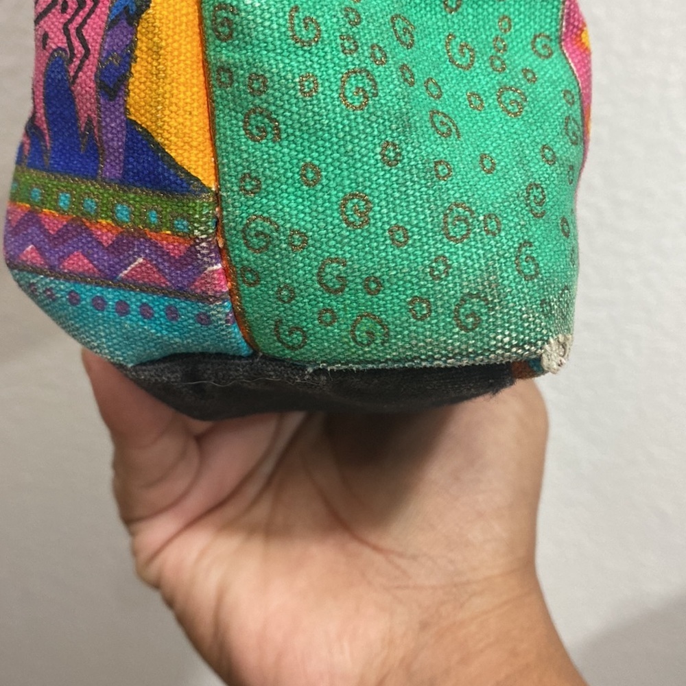 Vintage Laurel Burch Canvas Cat Multicolor Sequin Shoulder Tote Bag - Picture 6 of 12